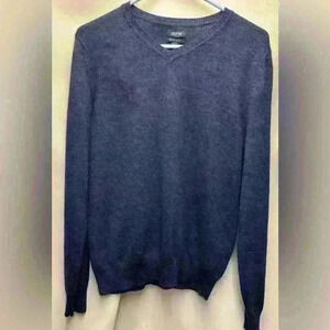 Apt. 9 Mens Merino Wool Blend Sweater  V-Neck Soft Pullover Long Sleeves Navy